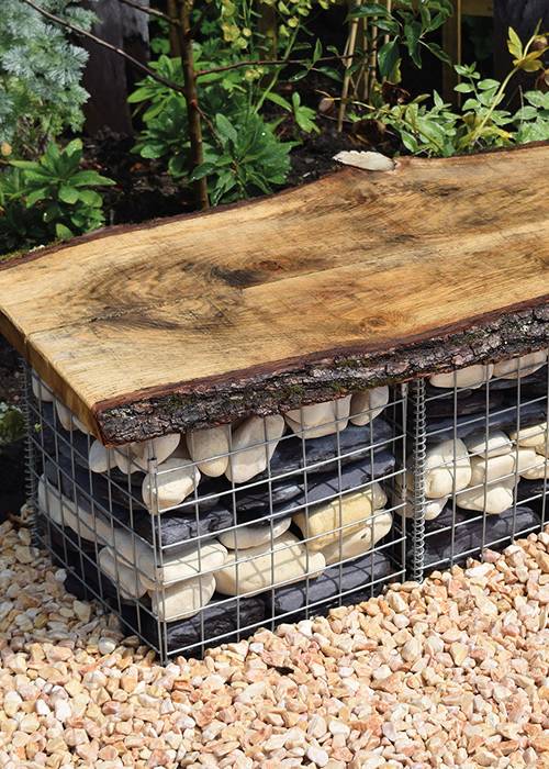 Garden gabion bench.